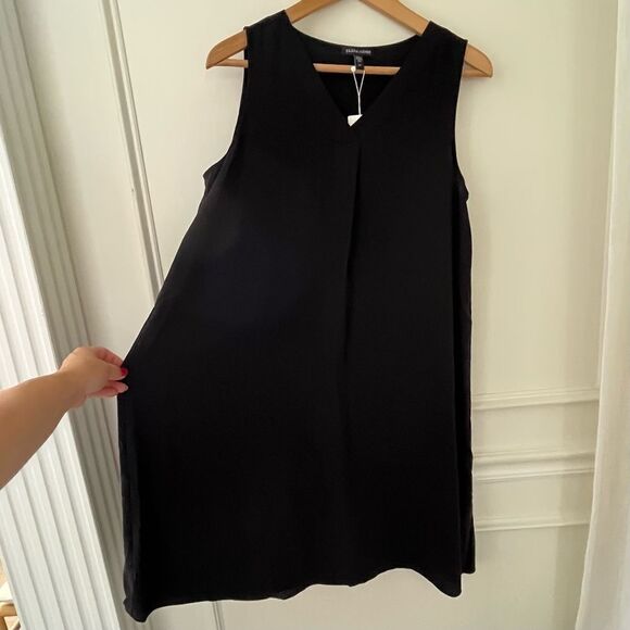 Eileen Fisher 100% Silk Sleeveless Black Dress Size Small NWT - Picture 7 of 9